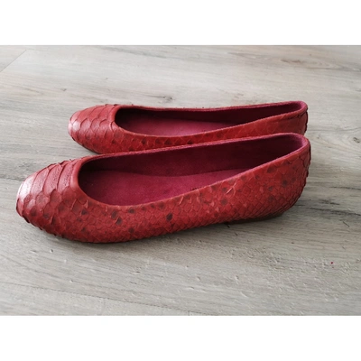 Pre-owned Tatoosh Red Python Ballet Flats