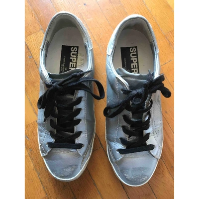 Pre-owned Golden Goose Superstar Silver Leather Trainers