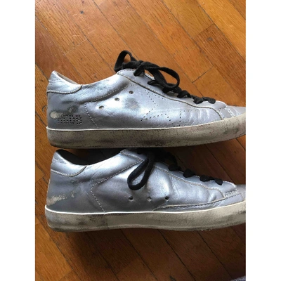 Pre-owned Golden Goose Superstar Silver Leather Trainers