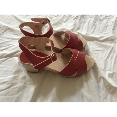 Pre-owned Bonpoint Red Leather Mules & Clogs