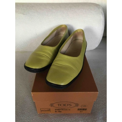 Pre-owned Tod's Green Leather Flats