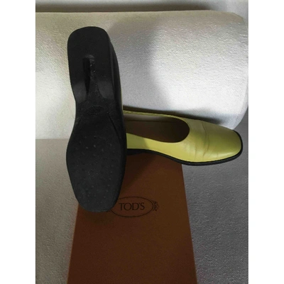 Pre-owned Tod's Green Leather Flats