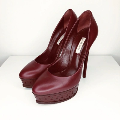 Pre-owned Casadei Burgundy Leather Heels