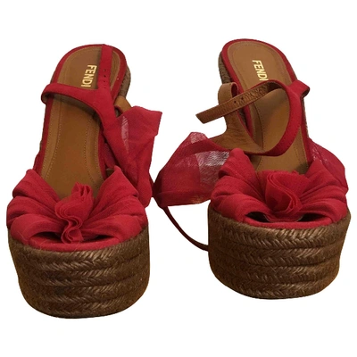 Pre-owned Fendi Red Suede Espadrilles