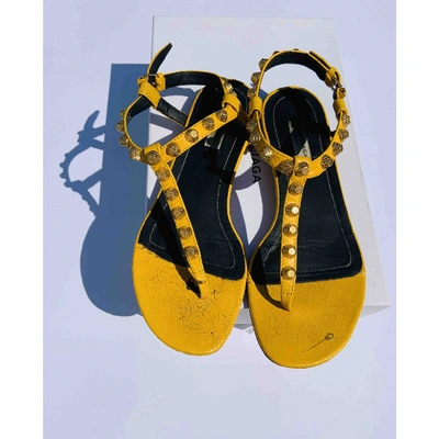 Pre-owned Balenciaga Leather Sandal In Yellow