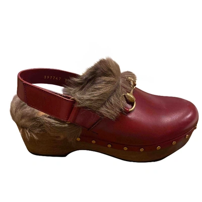Pre-owned Gucci Red Leather Mules & Clogs