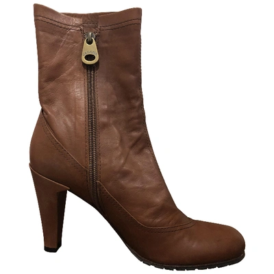 Pre-owned Marc Jacobs Leather Ankle Boots In Camel