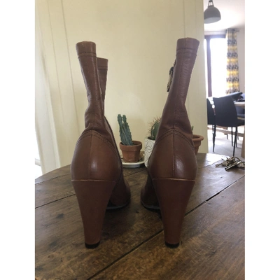 Pre-owned Marc Jacobs Leather Ankle Boots In Camel