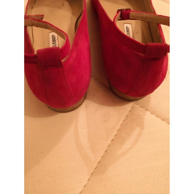 Pre-owned Manolo Blahnik Pink Suede Ballet Flats