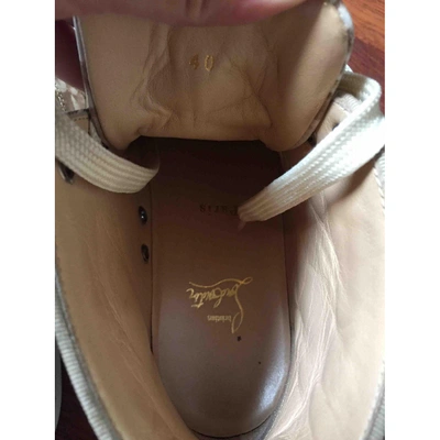 Pre-owned Christian Louboutin Cloth Trainers In Beige