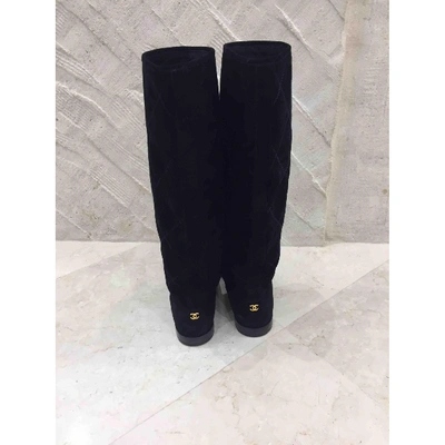 Pre-owned Chanel Black Suede Boots