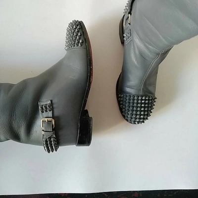 Pre-owned Christian Louboutin Egoutina Leather Boots In Grey