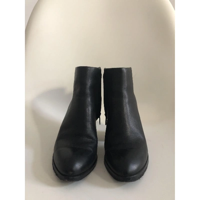 Pre-owned Alexander Wang Kori Leather Ankle Boots In Black