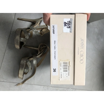 Pre-owned Jimmy Choo Glitter Sandals In Gold