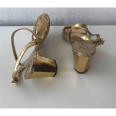 Pre-owned Chanel Gold Python Sandals