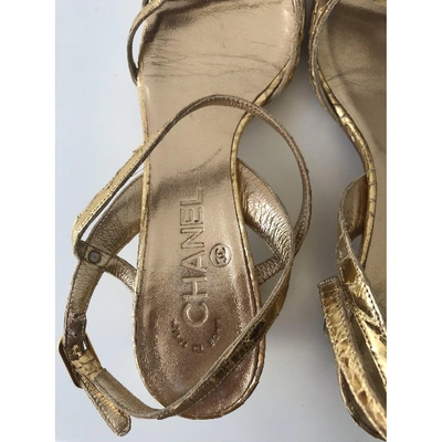 Pre-owned Chanel Gold Python Sandals