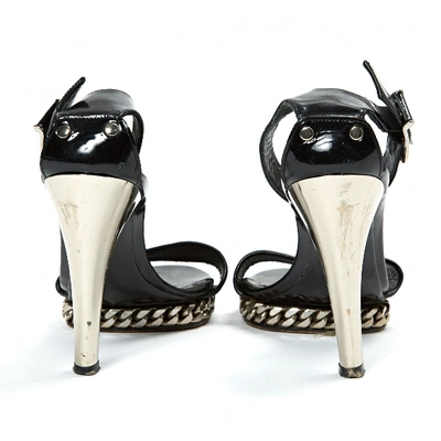 Pre-owned Stuart Weitzman Patent Leather Sandals In Black