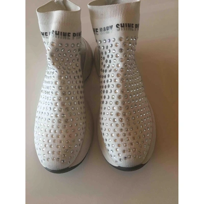 Pre-owned Pinko White Glitter Trainers