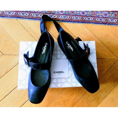 Pre-owned Carel Black Leather Ballet Flats