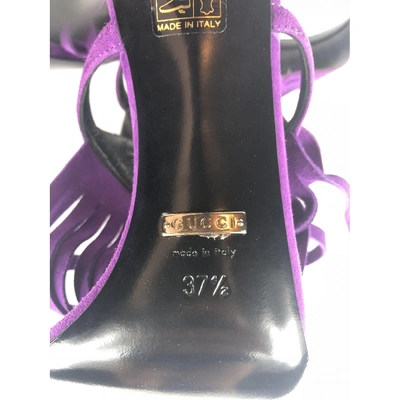 Pre-owned Gucci Velvet Sandals In Purple