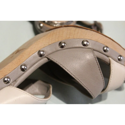 Pre-owned Armani Jeans Leather Sandals In Grey