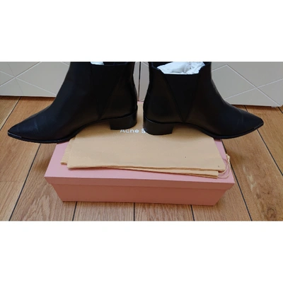 Pre-owned Acne Studios Jensen / Jenny Leather Ankle Boots In Black