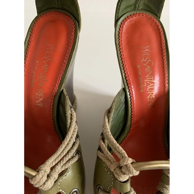 Pre-owned Saint Laurent Leather Sandals In Green