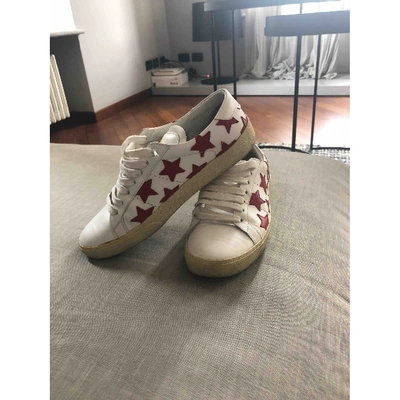 Pre-owned Saint Laurent Court Leather Trainers In White