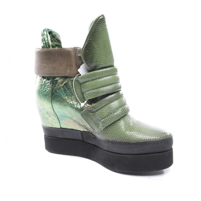 Pre-owned As98 Green Leather Ankle Boots