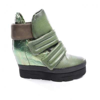 Pre-owned As98 Green Leather Ankle Boots