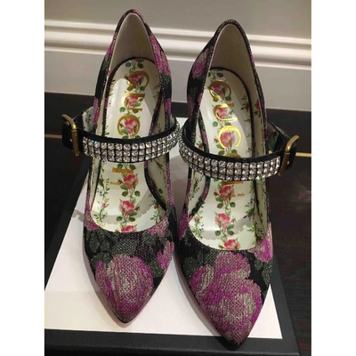 Pre-owned Gucci Sylvie Cloth Heels In Pink