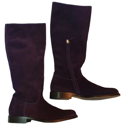 Pre-owned Moschino Boots In Purple