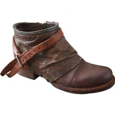Pre-owned As98 Camel Leather Ankle Boots