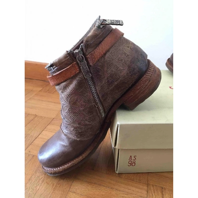 Pre-owned As98 Camel Leather Ankle Boots