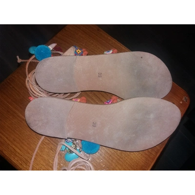 Pre-owned Elina Linardaki Leather Sandal In Beige