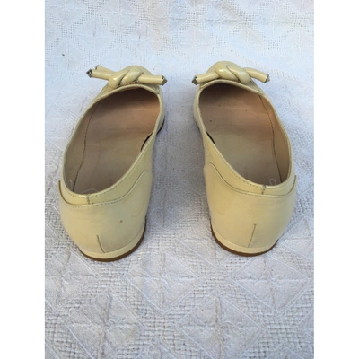 Pre-owned Balenciaga Patent Leather Ballet Flats In Beige