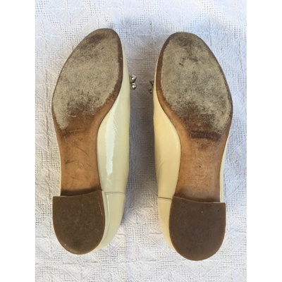 Pre-owned Balenciaga Patent Leather Ballet Flats In Beige
