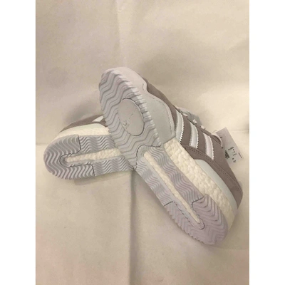 Pre-owned Adidas Originals By Alexander Wang Leather Trainers In Grey