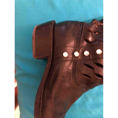 Pre-owned John Richmond Leather Riding Boots In Black