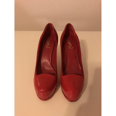 Pre-owned Saint Laurent Red Suede Heels