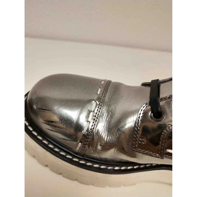 Pre-owned Dolce & Gabbana Patent Leather Ankle Boots In Silver