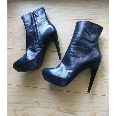 Pre-owned Giuseppe Zanotti Leather Ankle Boots In Blue