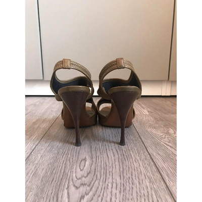 Pre-owned Saint Laurent Khaki Leather Sandals