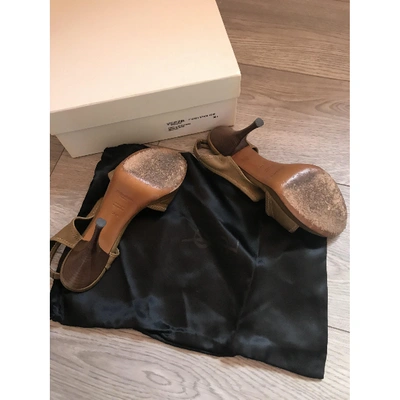Pre-owned Saint Laurent Khaki Leather Sandals