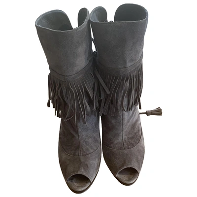 Pre-owned Lola Cruz Grey Leather Ankle Boots