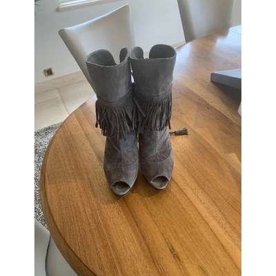 Pre-owned Lola Cruz Grey Leather Ankle Boots