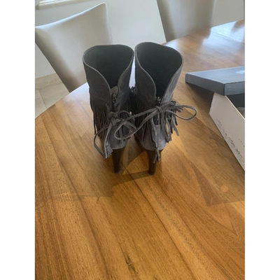 Pre-owned Lola Cruz Grey Leather Ankle Boots