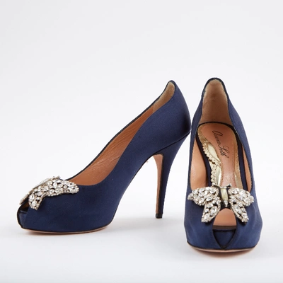 Pre-owned Aruna Seth Cloth Heels In Navy