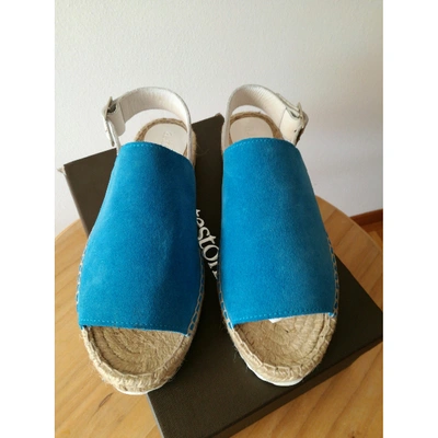 Pre-owned A. Testoni Navy Suede Sandals