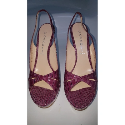 Pre-owned Casadei Patent Leather Sandals In Purple